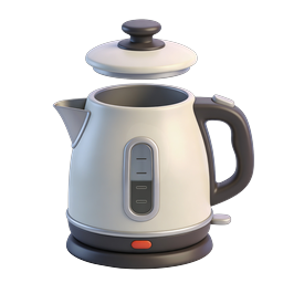 3D Electric Kettle Icon - Modern Kitchen Appliance