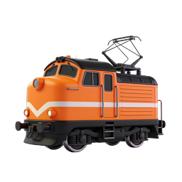 Orange Electric Locomotive 3D Icon - Railway Transport