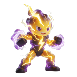 Electric Power Character 3D Icon | Lightning Hero