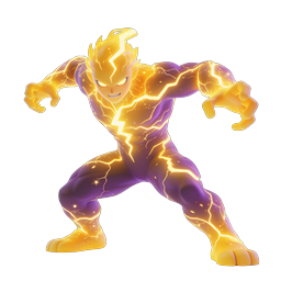 Icône de guerrier électrique style anime, pouvoir de la foudre
