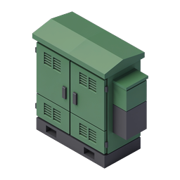Isometric Green Electrical Cabinet Icon | Industrial Utility Box