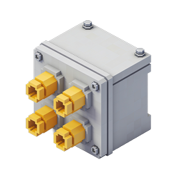 Isometric Electrical Junction Box Icon with Cable Connectors