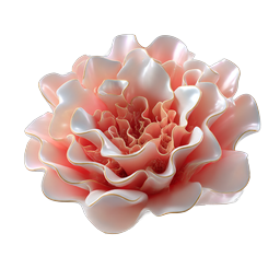 Elegant 3D Rose Flower Icon with Gold Accents