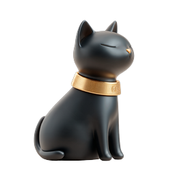 Elegant Black Cat Figurine with Golden Collar Icon
