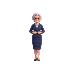 Elegant Elderly Businesswoman 3D Character Icon