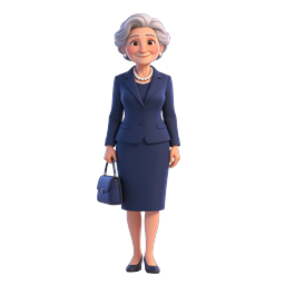 Elegant Elderly Businesswoman 3D Character Icon