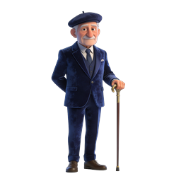 Elegant Elderly Gentleman 3D Character Icon