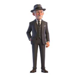 Elegant Elderly Gentleman 3D Character Icon