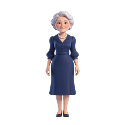 Icona illustrazione personaggio 3D donna anziana elegante