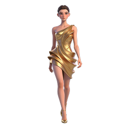 优雅金色礼服时尚女性3D图标