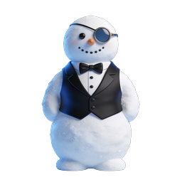 Elegant Tuxedo Snowman with Monocle - 3D Icon