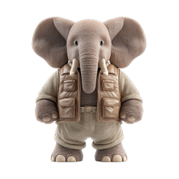 Cute Cartoon Elephant Character 3D Icon with Vest