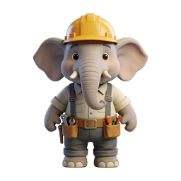 Adorable Cartoon Elephant Construction Worker Icon