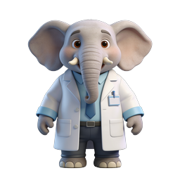 Friendly Elephant Doctor Icon for Pediatric Healthcare