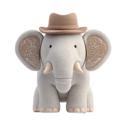 Cheerful Elephant Icon with Straw Hat for Playful Designs