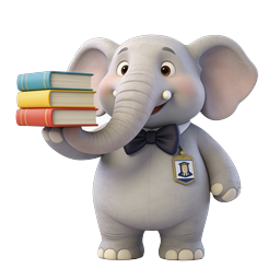 Cute Elephant Librarian with Books 3D Icon
