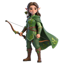 Female Elf Archer Character - 3D Fantasy Ranger Icon