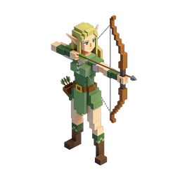Elf Archer Voxel Character Icon - Fantasy RPG Game Art
