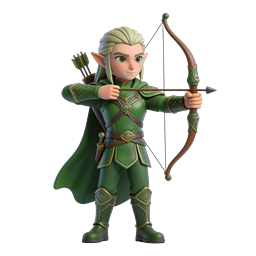 Elven Archer 3D Character Icon - Fantasy RPG Asset