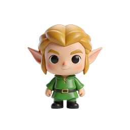 Icône de personnage guerrier elfe mignon - style chibi 3D