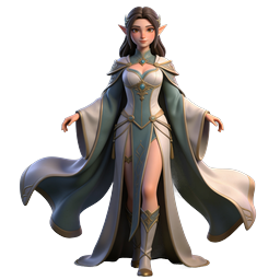 Elven Female Warrior 3D Character Icon | Fantasy RPG