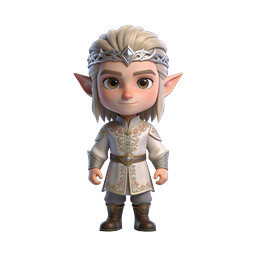 Elven Prince 3D Chibi Character Icon for Fantasy Games