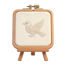 Embroidery Bird Easel Icon - Artisan Craft Design