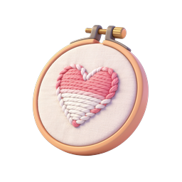Embroidery Heart Hoop Icon - 3D Craft Illustration