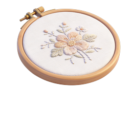 Floral Embroidery Hoop Icon - Realistic 3D Craft Design