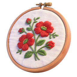 Floral Embroidery Hoop 3D Icon | Craft & Needlework
