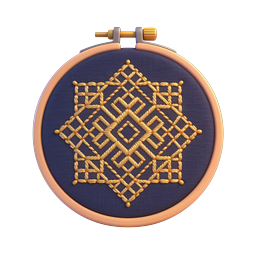 Embroidered Hoop Icon - Cross-Stitch Craft Design