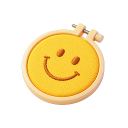 Embroidery Hoop Smiley Face Icon - 3D Craft Design