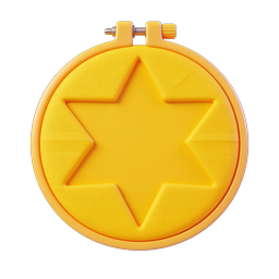 Yellow Star Embroidery Hoop 3D Icon for Craft Apps