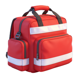 Red Emergency First Aid Backpack Icon | 3D Realistic