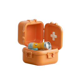 Emergency Kit Case Icon | First Aid Flashlight 3D