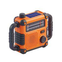 Icona radio meteo di emergenza - Design 3D a energia solare