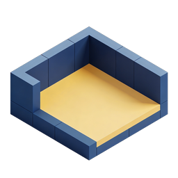 Empty Pool Isometric 3D Icon | Blue Block Structure