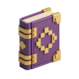 Icono de libro de hechizos púrpura encantado - Libro 3D de fantasía