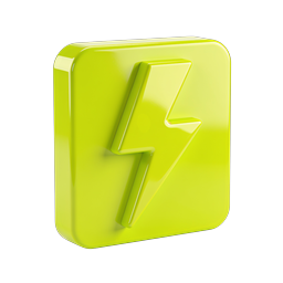 Energy Lightning Bolt Icon | 3D Green Power Symbol