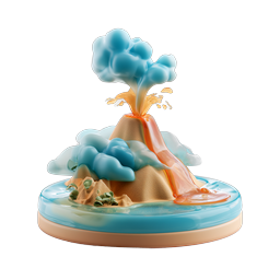 Erupting Volcano 3D Clay Icon - Volcanic Island