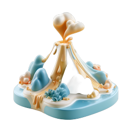 Erupting Volcano Island - 3D Clay Style Icon