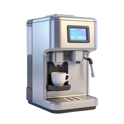Modern Espresso Coffee Machine Icon - Stainless Steel 3D