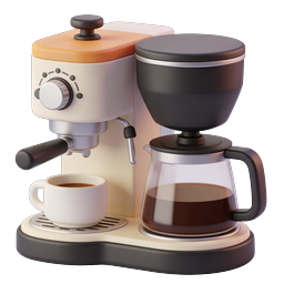 Espresso Coffee Machine Icon - 3D Rendered Kitchen