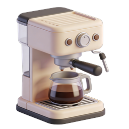 Realistic Espresso Coffee Machine 3D Icon