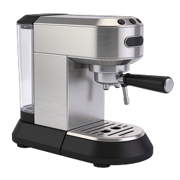 Premium Espresso Machine Realistic Icon - Stainless Steel Coffee Maker