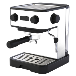 Realistic Espresso Coffee Machine Icon | 3D Metal