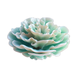 Ethereal Teal Flower 3D Icon | Realistic Botanical Design