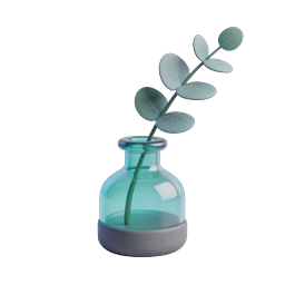 Eucalyptus Plant in Glass Vase 3D Icon