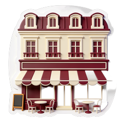 Illustration d'icône 3D d'un charmant café européen