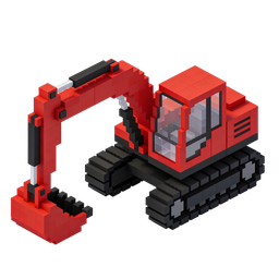 Stylized Red Excavator Icon for Construction Projects